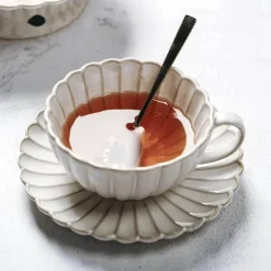 Vintage Gestreiftes Esstischset aus Keramik - Küchengeschirr