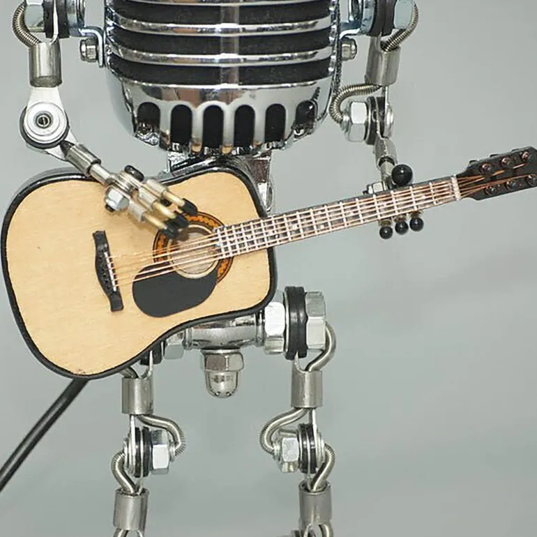 Vintage Gitarrenmikrofonlampe - Retro Musikdekor Roboterlicht