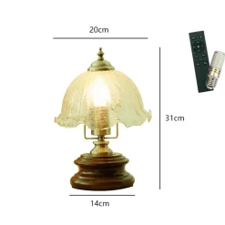 Vintage Glasblumen Tischlampe - Retro Beleuchtung Dekor