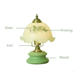 Vintage Glasblumen Tischlampe - Retro Beleuchtung Dekor