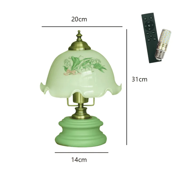 Vintage Glasblumen Tischlampe - Retro Beleuchtung Dekor