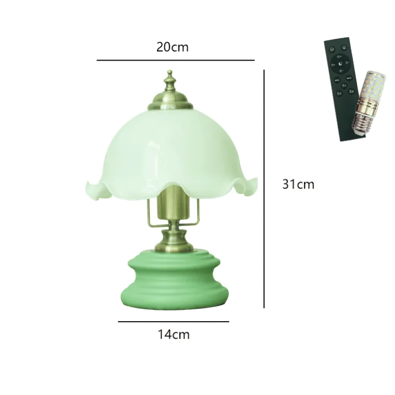 Vintage Glasblumen Tischlampe - Retro Beleuchtung Dekor