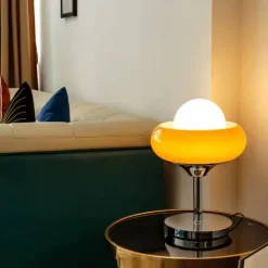 Vintage Glass Table Lamp – Chromed Metal