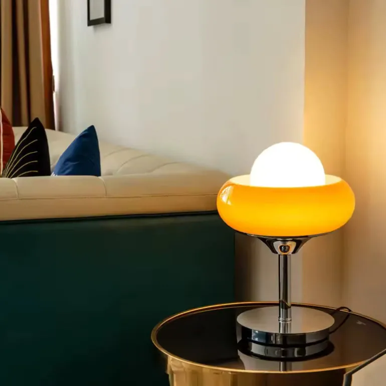 Vintage Glass Table Lamp – Chromed Metal