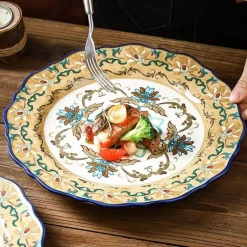 Vintage Handbemalter Keramik-Essteller - Dekoratives Geschirr