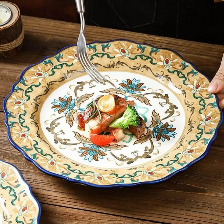 Vintage Handbemalter Keramik-Essteller - Dekoratives Geschirr