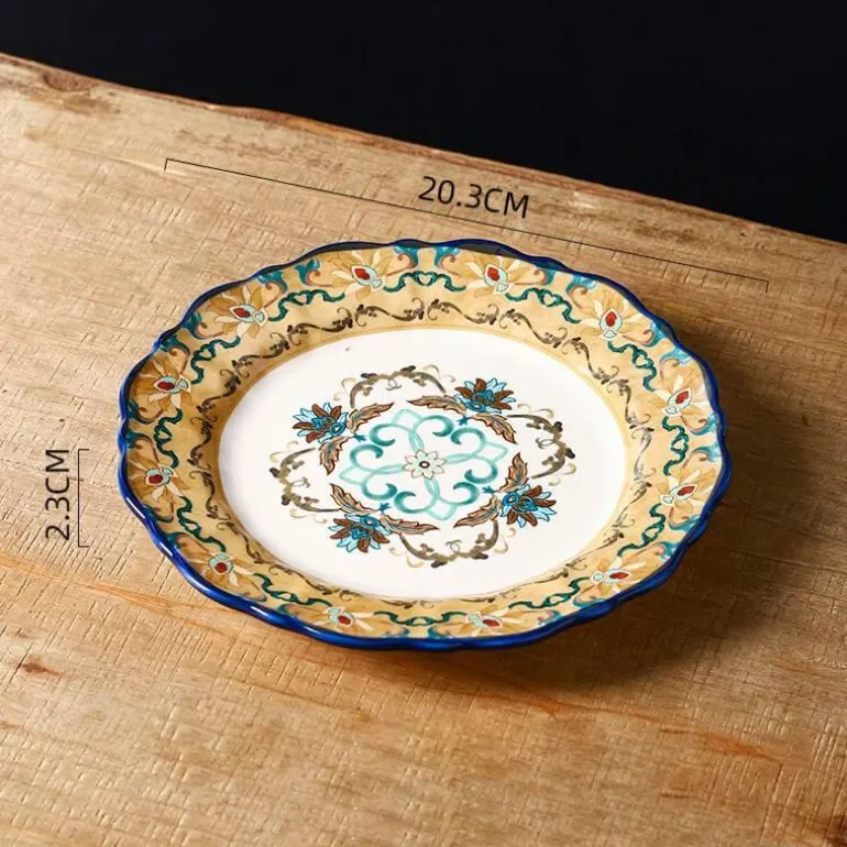 Vintage Handbemalter Keramik-Essteller - Dekoratives Geschirr