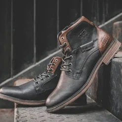 Vintage High-Cut Schnürstiefel für Herren im Winter – modisches warmes Schuhwerk