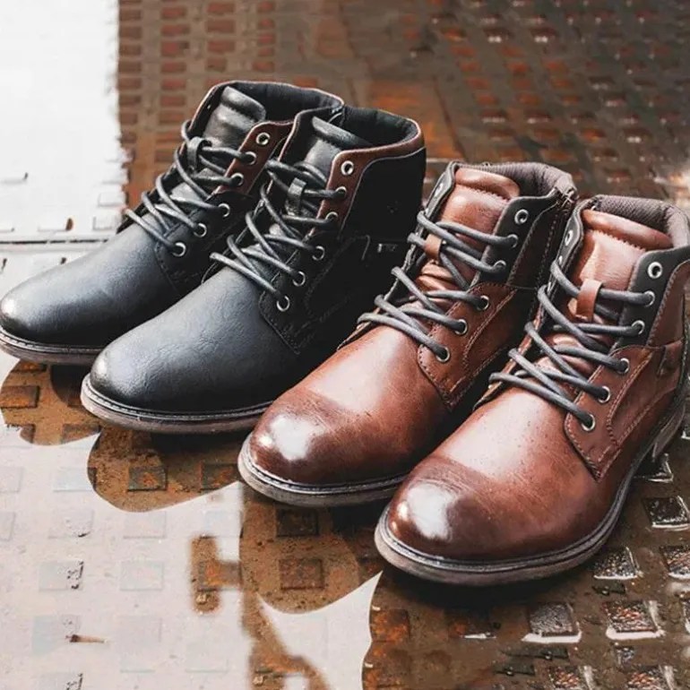 Vintage High-Cut Schnürstiefel für Herren im Winter – modisches warmes Schuhwerk