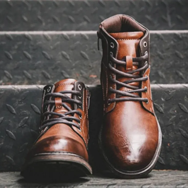 Vintage High-Cut Schnürstiefel für Herren im Winter – modisches warmes Schuhwerk