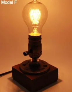 Vintage Industrial Dimmable Wooden Table Lamp - Retro Home Decor Lighting