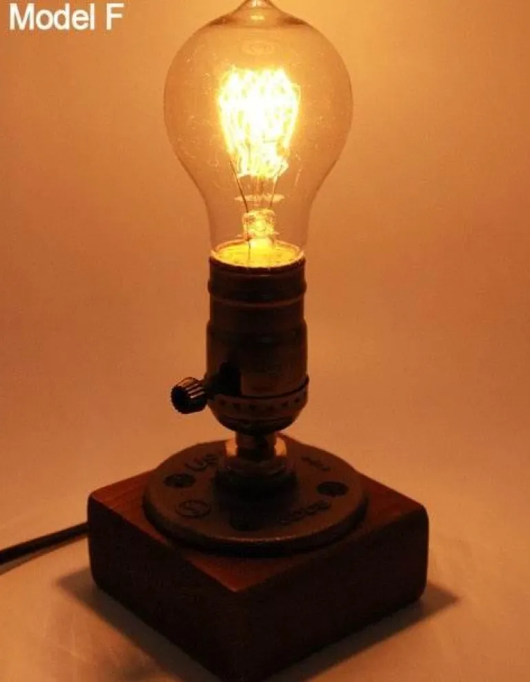 Vintage Industrial Dimmable Wooden Table Lamp - Retro Home Decor Lighting