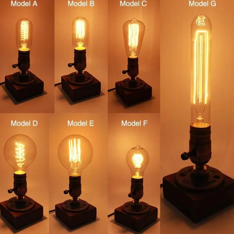 Vintage Industrial Dimmable Wooden Table Lamp - Retro Home Decor Lighting