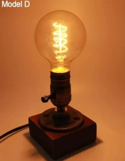 Vintage Industrial Dimmable Wooden Table Lamp - Retro Home Decor Lighting