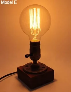 Vintage Industrial Dimmable Wooden Table Lamp - Retro Home Decor Lighting