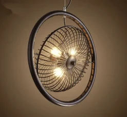 Vintage Iron Retro Ceiling Fan Chandelier Lamp