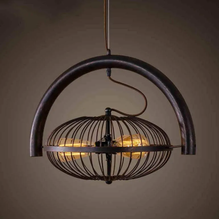 Vintage Iron Retro Ceiling Fan Chandelier Lamp