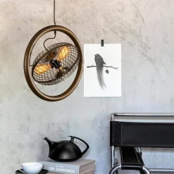 Vintage Iron Retro Ceiling Fan Chandelier Lamp