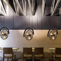 Vintage Iron Retro Ceiling Fan Chandelier Lamp