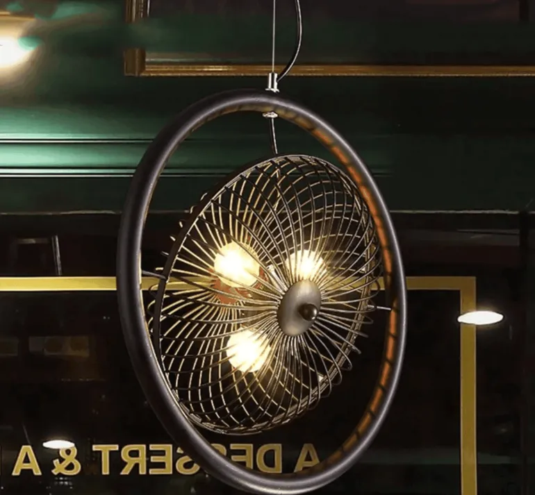 Vintage Iron Retro Ceiling Fan Chandelier Lamp