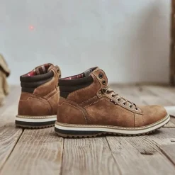 Vintage italienische Leder-Winterstiefel - warmer Schnürstil