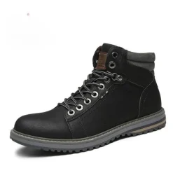 Vintage italienische Leder-Winterstiefel - warmer Schnürstil