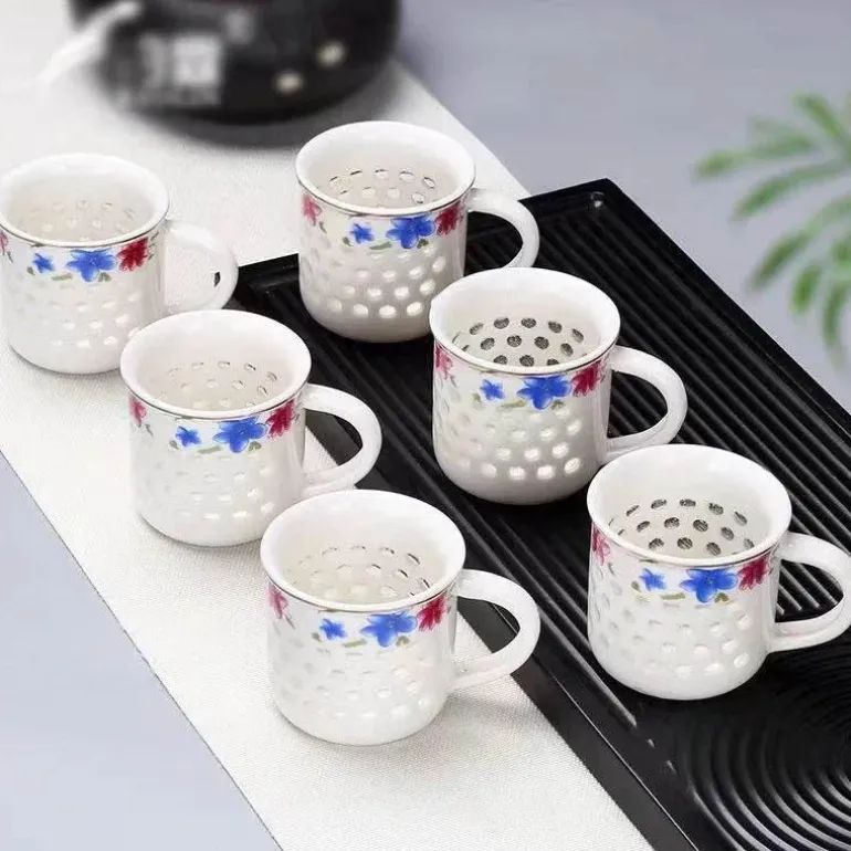 Vintage Jingdezhen Blau Weiß Porzellan Teetassen Set