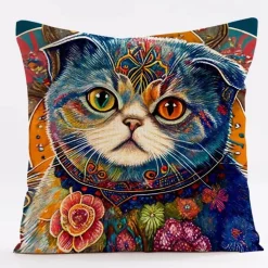 Vintage Katzen Kissenbezug - Dekorativer Kissenbezug aus Leinen