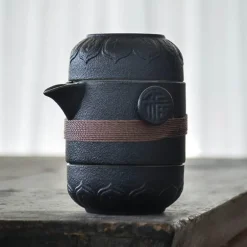 Vintage Keramik Reiseteekanne - Elegante tragbare Teekanne