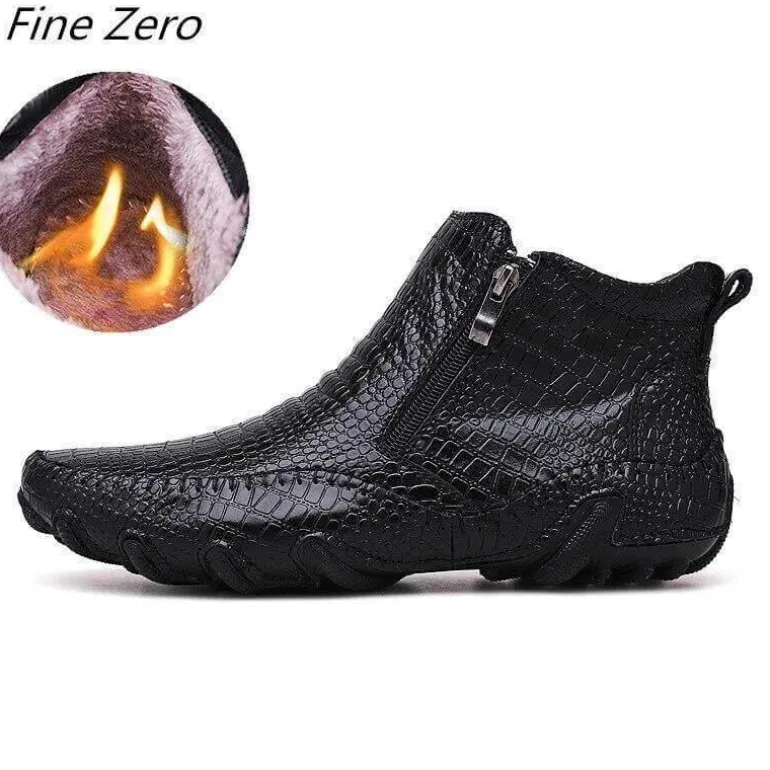 Vintage Leder Pelz Winter Stiefeletten - Outdoor Schuhe