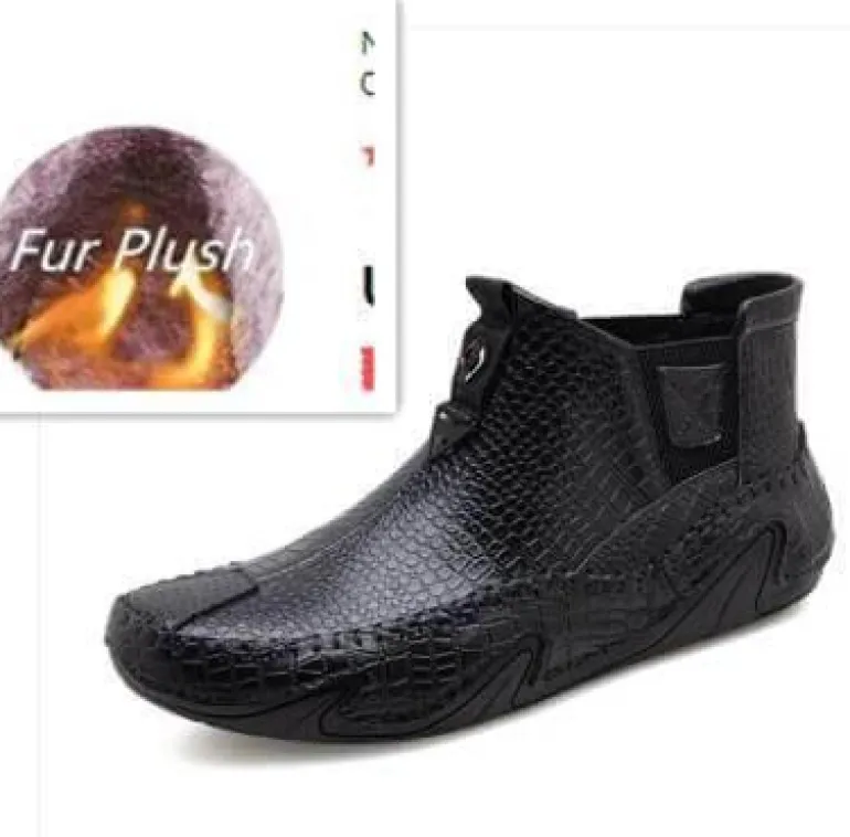 Vintage Leder Pelz Winter Stiefeletten - Outdoor Schuhe