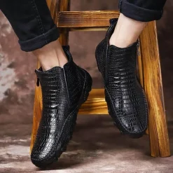 Vintage Leder Pelz Winter Stiefeletten - Outdoor Schuhe