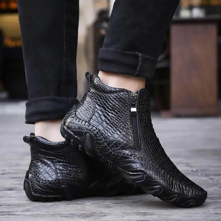 Vintage Leder Pelz Winter Stiefeletten - Outdoor Schuhe