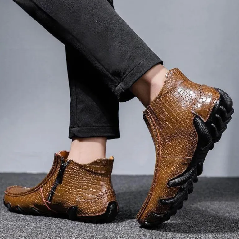 Vintage Leder Pelz Winter Stiefeletten - Outdoor Schuhe