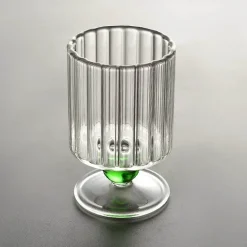 Vintage Nordische Weinkelche mit geriffeltem Stiel - Glasbecher-Set mit Perlen