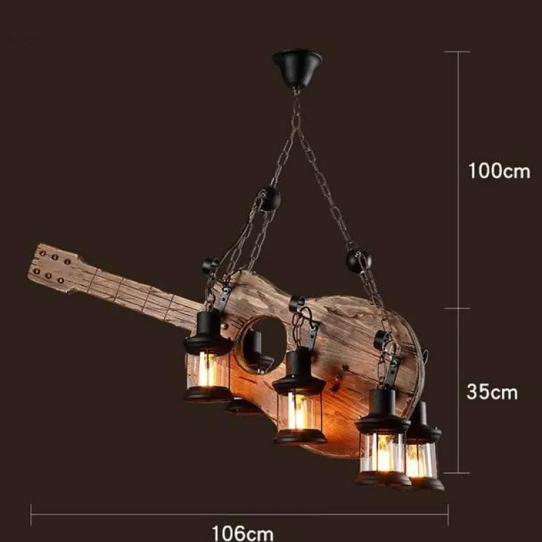 Vintage Pendant Light - Retro Wood and Metal Fixture