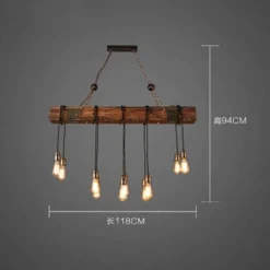 Vintage Pendant Light - Retro Wood and Metal Fixture