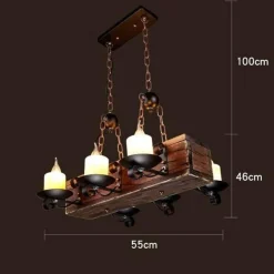 Vintage Pendant Light - Retro Wood and Metal Fixture