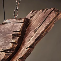 Vintage Pendant Light - Retro Wood and Metal Fixture