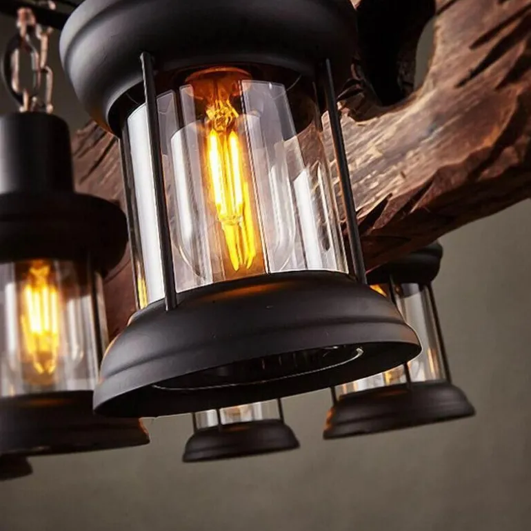 Vintage Pendant Light - Retro Wood and Metal Fixture