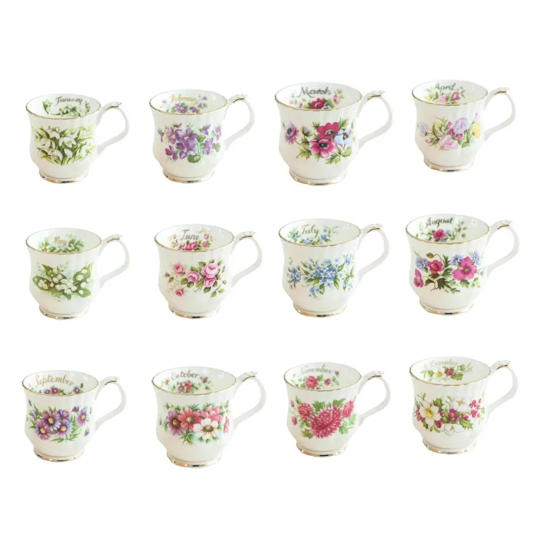 Vintage Phnom Penh Blumenbecher - Elegante Teetasse mit Handgriff für das Home Office