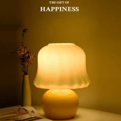 Vintage Pilzlampe - Cremegelbes Akzentlicht