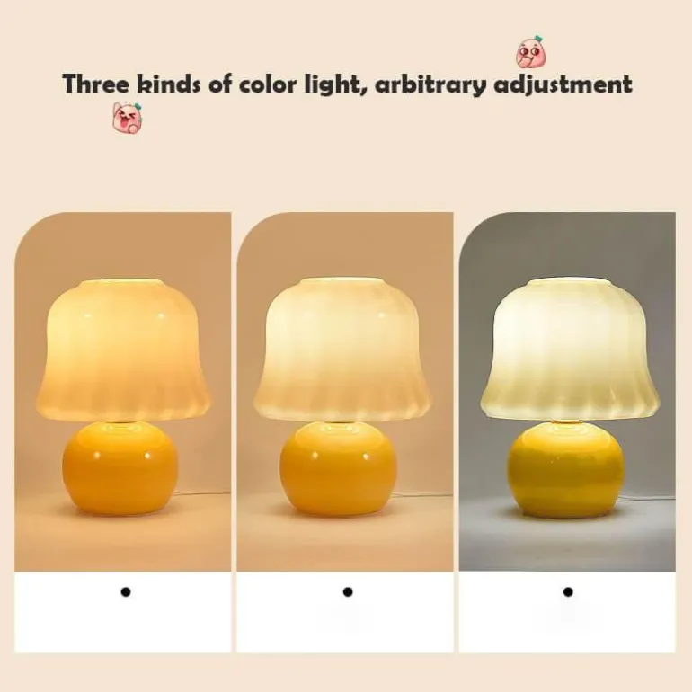 Vintage Pilzlampe - Cremegelbes Akzentlicht