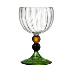 Vintage Ripple Weinglas - Klarer nordischer Kelch mit kurzem Stiel