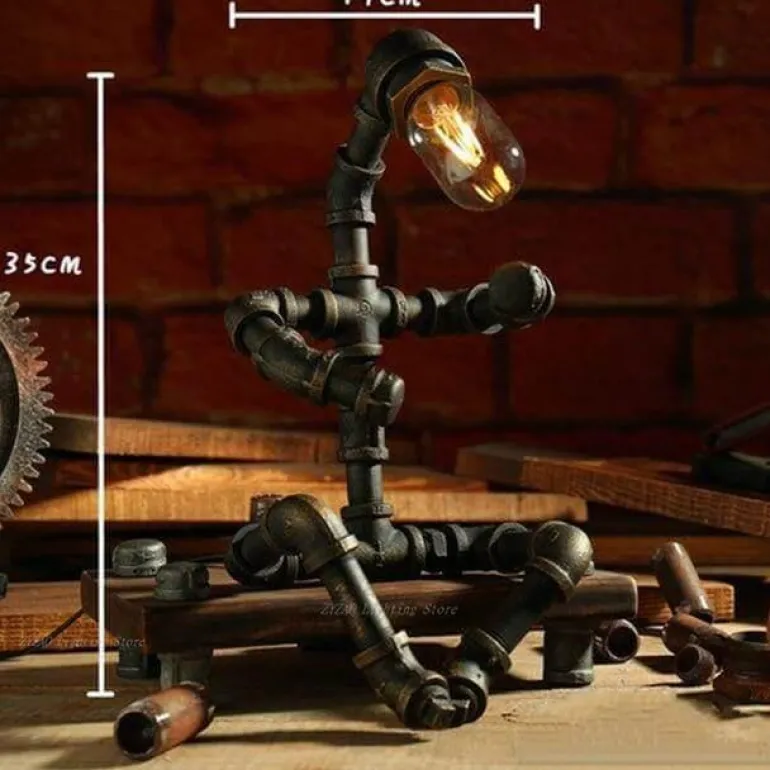 Vintage Robot Lamp - Creative Iron Table Light