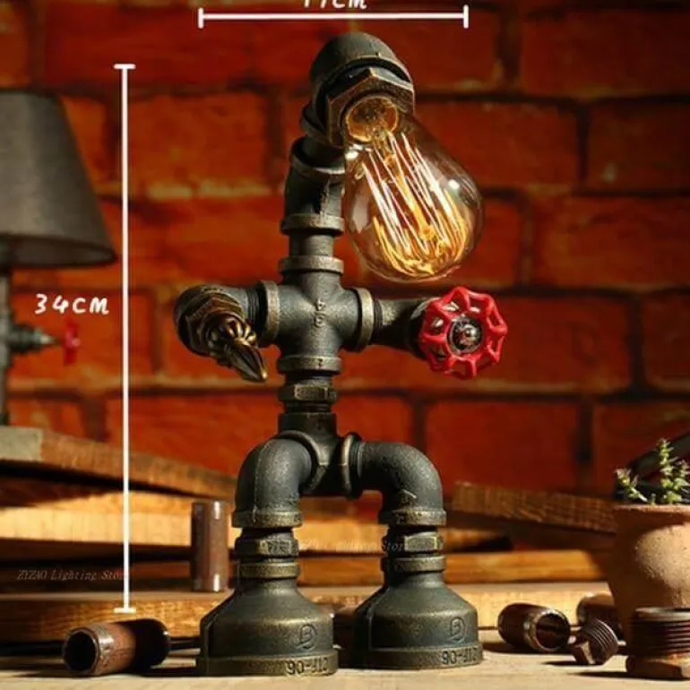 Vintage Robot Lamp - Creative Iron Table Light