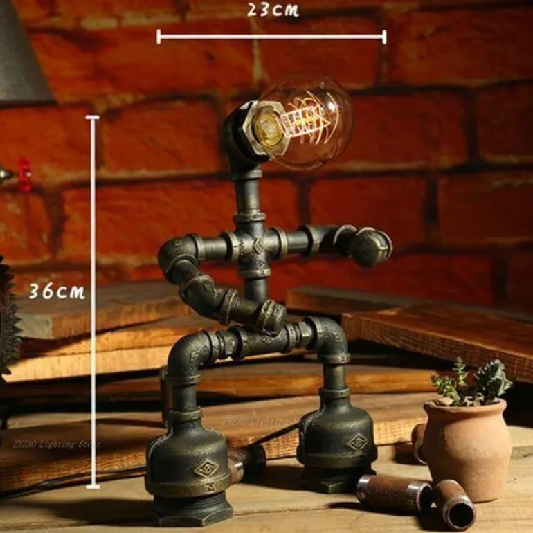 Vintage Robot Lamp - Creative Iron Table Light