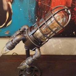 Vintage Rocket Ship Lamp - Unique Industrial Home Decor Light Fixture