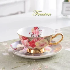 Vintage Rose Teetassen-Set - Britische Porzellan-Nachmittagsteetassen