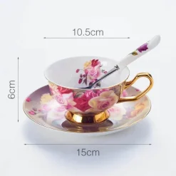 Vintage Rose Teetassen-Set - Britische Porzellan-Nachmittagsteetassen